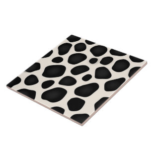 Black and white spots cow print ceramic tile