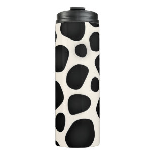 Black and white spots cow print thermal tumbler