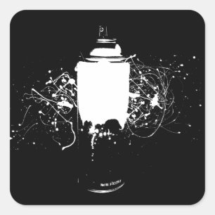 Black and White Spray Paint Can Splatter Art Square Sticker