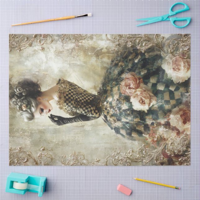 Black and White Spring Portrait Tissue Paper (Craft)