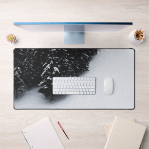 Black and white spruce forest and snow desk mat