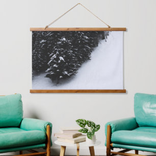 Black and white spruce forest and snow hanging tapestry