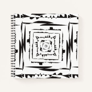 Black and White Square Abstract Pattern Notebook