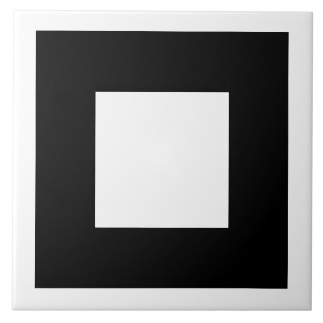 Black and White Square Design. Ceramic Tile (Front)