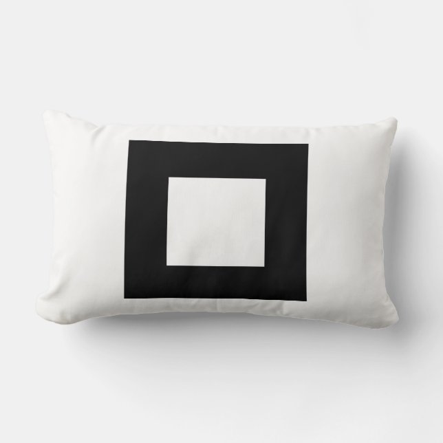 Black and White Square Design. Lumbar Cushion (Front)