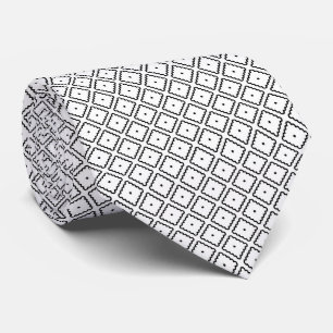 Black and White Square Dot Pattern Tie
