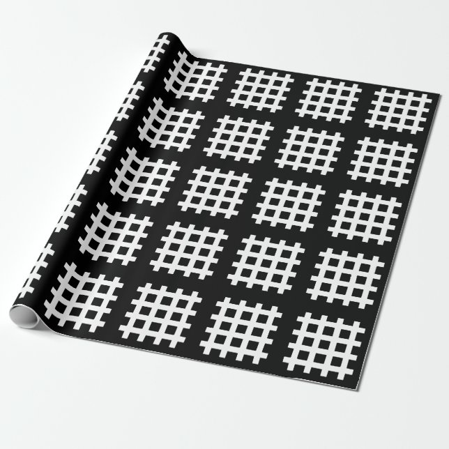 black and white square pattern wrapping paper (Unrolled)
