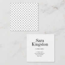 Black and White Square Polka Dot Business Card