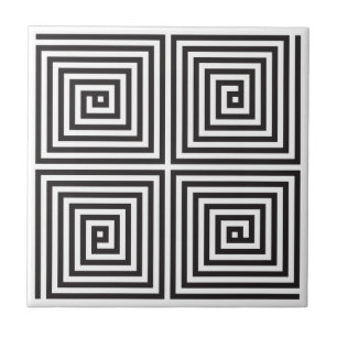 Black and White square seamless geometric pattern Ceramic Tile