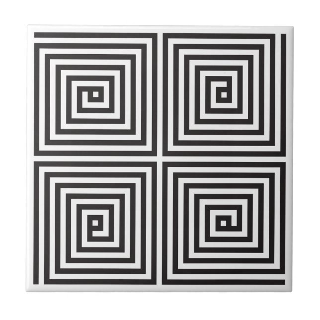 Black and White square seamless geometric pattern Ceramic Tile (Front)