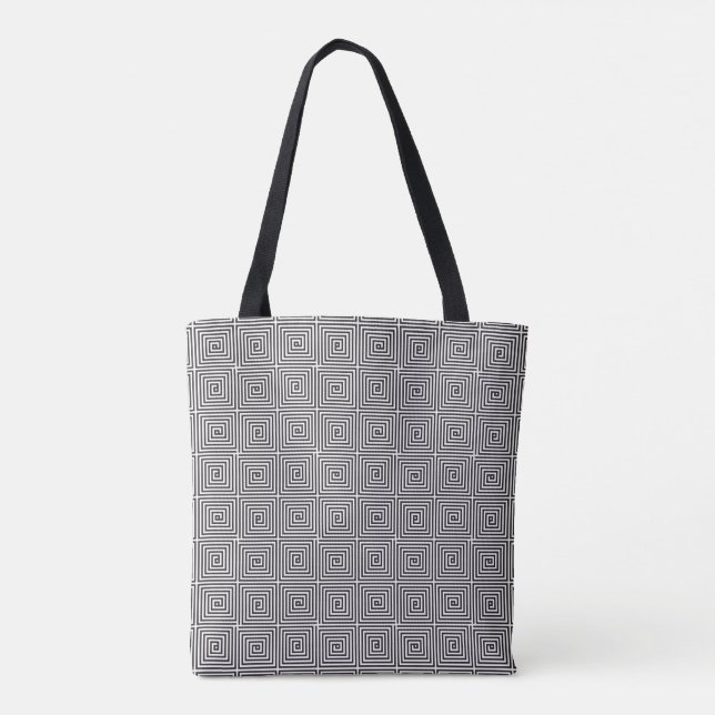Black and White square seamless geometric pattern Tote Bag (Back)
