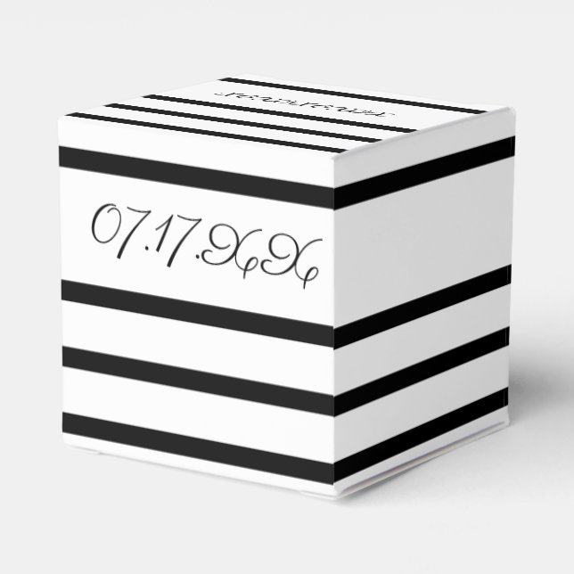 Black And White Square Wedding Guest Favour Box (Back Side)
