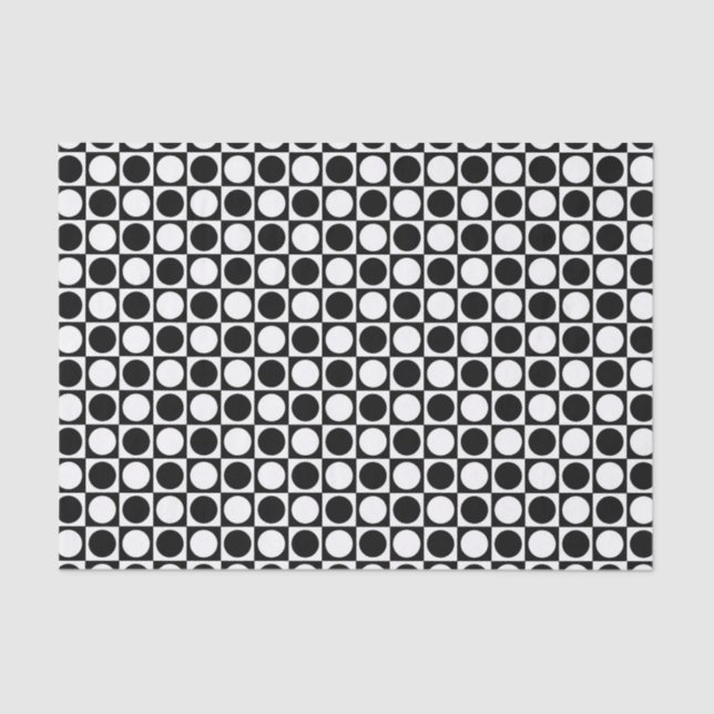 Black and White Squares and Polka Dots Tissue Paper (Front)