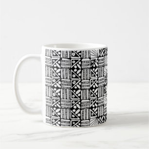 Black and White Squares and Stripes Pattern Design Coffee Mug
