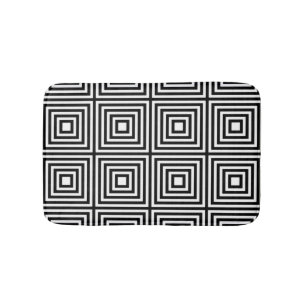 Black and White Squares in Squares Bath Mat