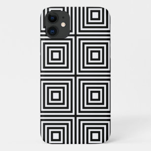 Black and White Squares in Squares iPhone 11 Case
