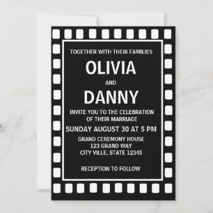 Black and White Squares Trendy Modern Wedding Invitation