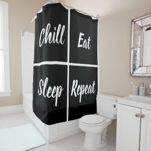 Black And White Squares With Funny Words Shower Curtain