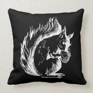 Black and White Squirrel Art Cushion