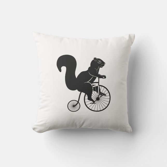 Black and White Squirrel or Chipmunk on a Bike Cushion (Front)