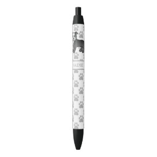 Black And White Staffie Cute Cartoon Dog & Name Ink Pen