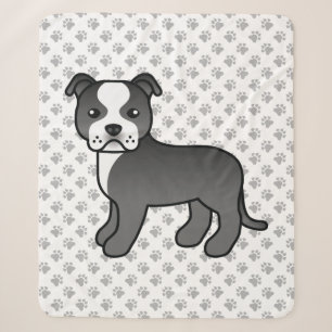 Black And White Staffordshire Bull Terrier Dog Sherpa Blanket