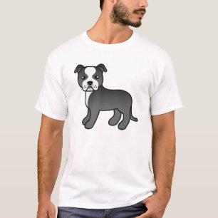 Black And White Staffordshire Bull Terrier Dog T-Shirt