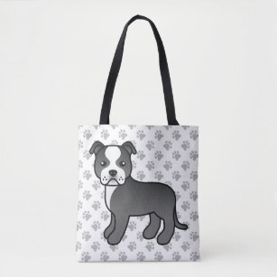 Black And White Staffordshire Bull Terrier Dog Tote Bag