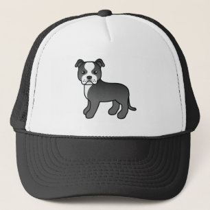 Black And White Staffordshire Bull Terrier Dog Trucker Hat