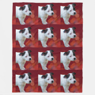 Black And White staffordshire Bull Terrier Puppy, Fleece Blanket