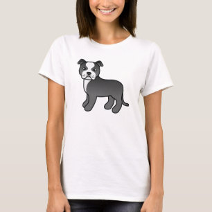 Black And White Staffordshire Bull Terrier T-Shirt