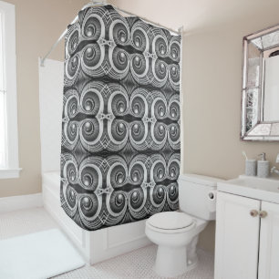 Black and white staircase medium pattern shower curtain