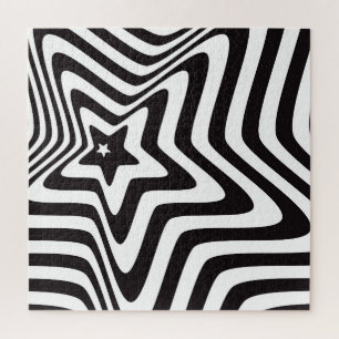 black and white star illusion jigsaw puzzle