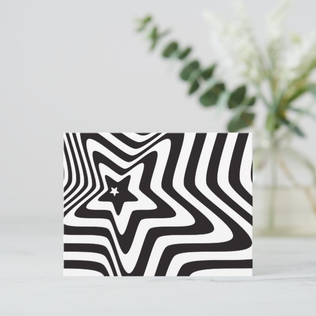 Black and White Star Illusion Postcard – Optical  (Standing Front)