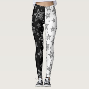 Black And White Star Leggings