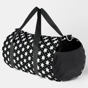 Black and White Star Pattern Duffle Bag