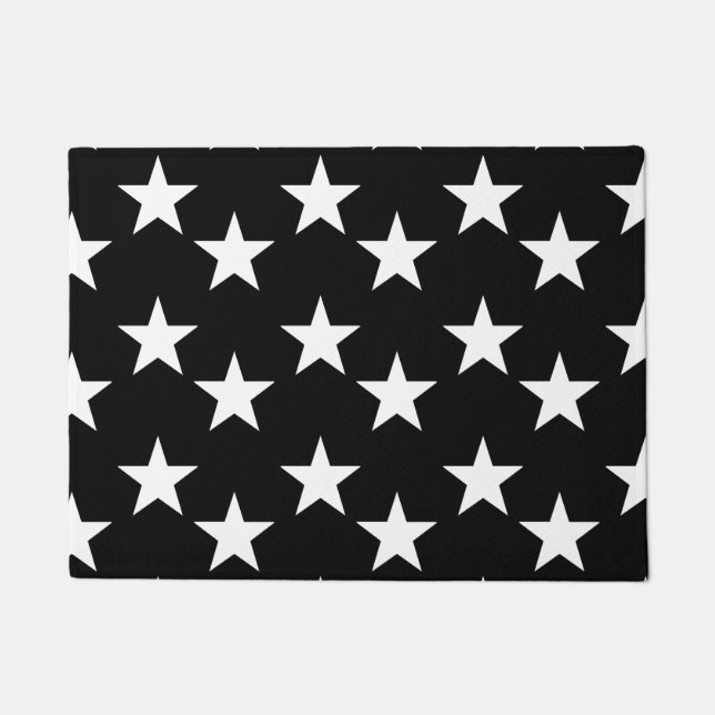 Black and White Star Print Doormat (Front)