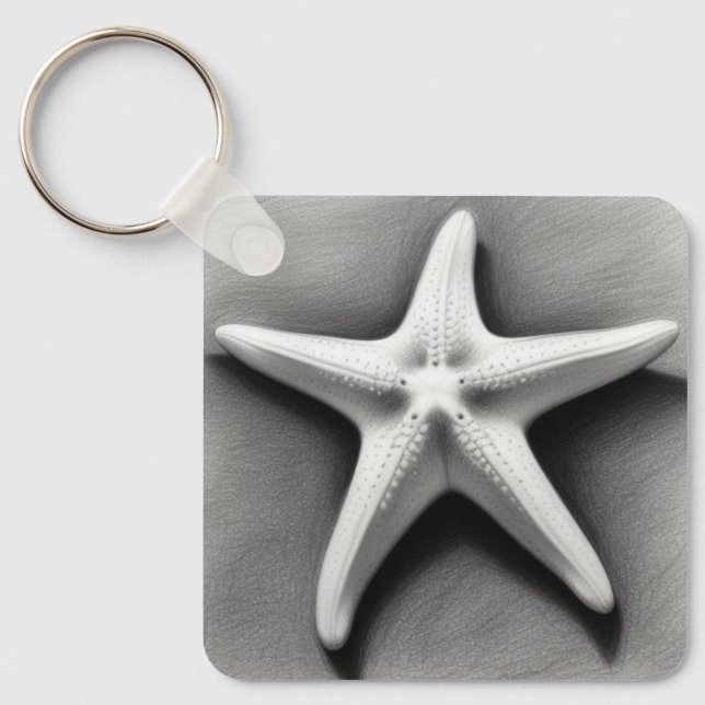 Black and White Starfish Key Ring (Front)
