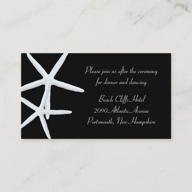 Black and White Starfish Reception Venue Enclosure Card (Front)