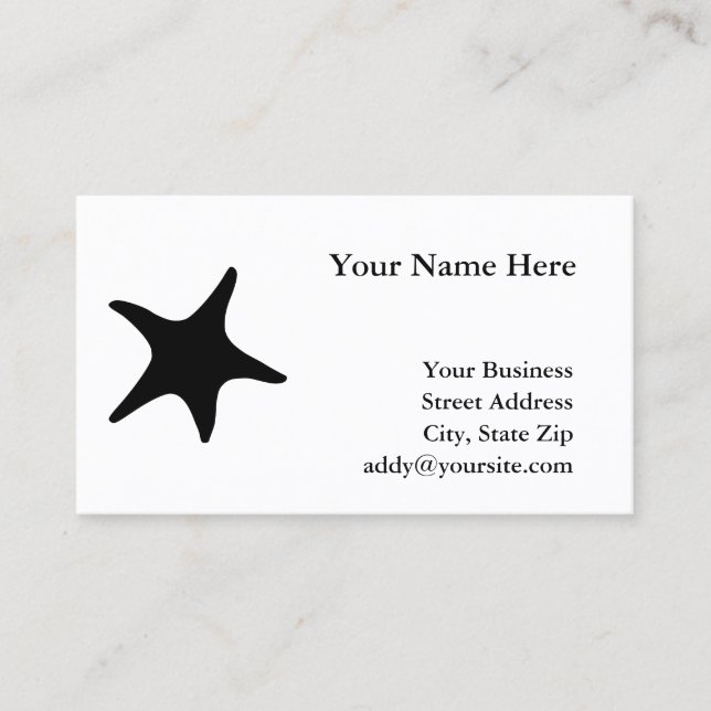 Black and White Starfish Shape Business Card (Front)