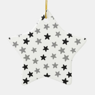 Black and White Stars Ceramic Tree Decoration