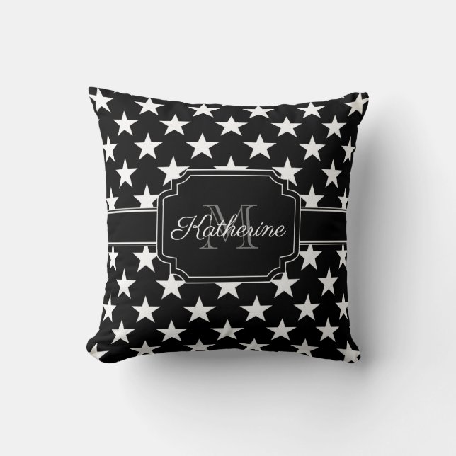 Black and White Stars Cushion (Front)