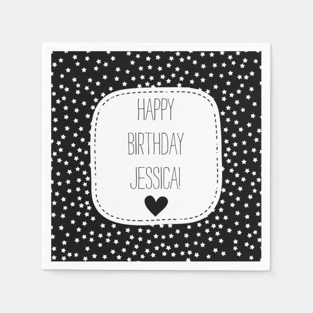 Black and White Stars Napkin (Front)