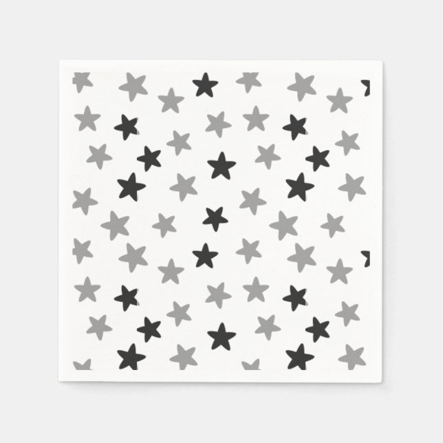 Black and White Stars Napkin (Front)