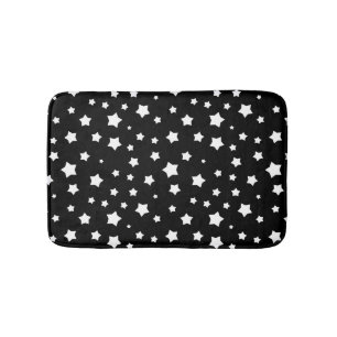 Black and white stars pattern bath mat