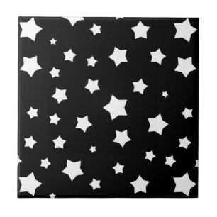 Black and white stars pattern ceramic tile