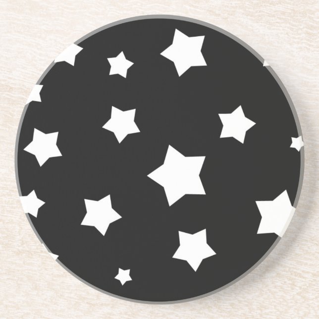 Black and white stars pattern coaster (Front)