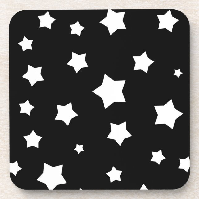 Black and white stars pattern coaster (Front)