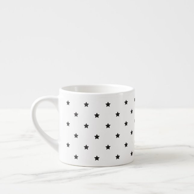 Black And White Stars Pattern Espresso Cup (Left)