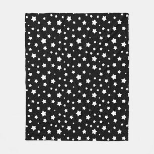 Black and white stars pattern fleece blanket